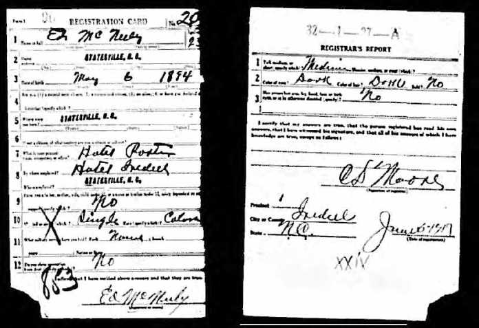 ed mcneely draft card