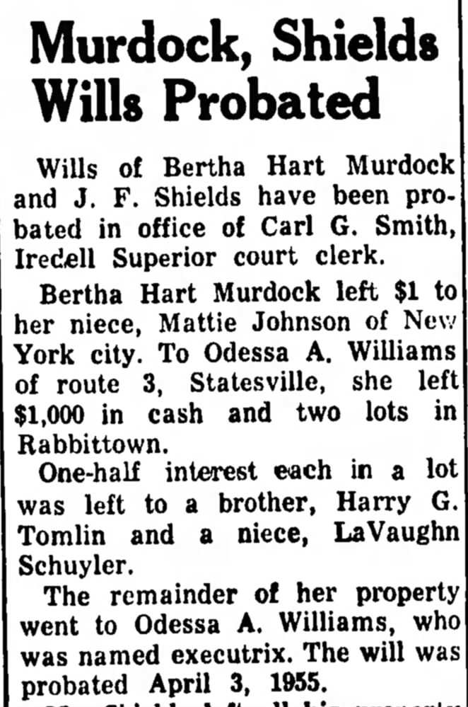 Murdock Will 8 Jun 1955 R and L