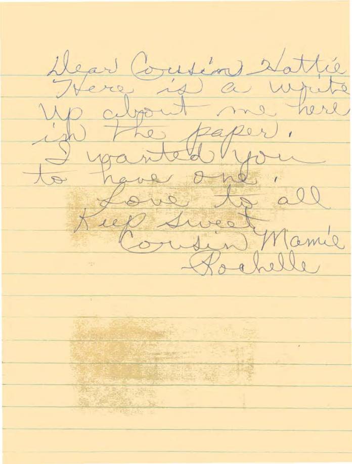 ALDRIDGE -- M Rochelle to H Ricks re Article