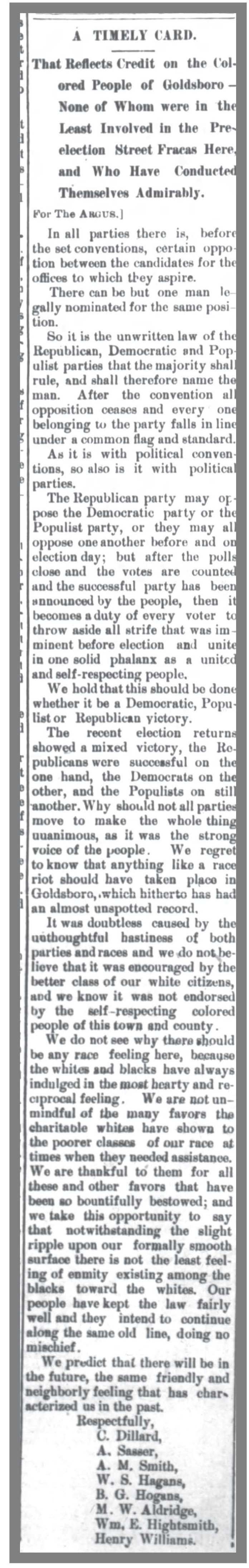 Goldsboro_Daily_Argus_11_18_1896_letter_re_fracas_Hagans_Aldridge